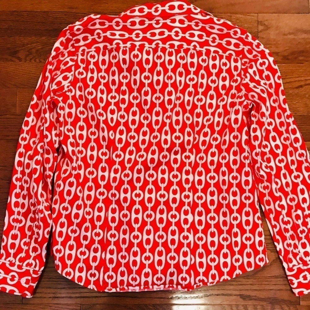 JONES NEW YORK CHAIN LINK RED BLOUSE SIZE PM - Picture 3 of 6